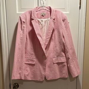 LOFT Women's Pink Seersucker Jacket -Size 18 -like new!